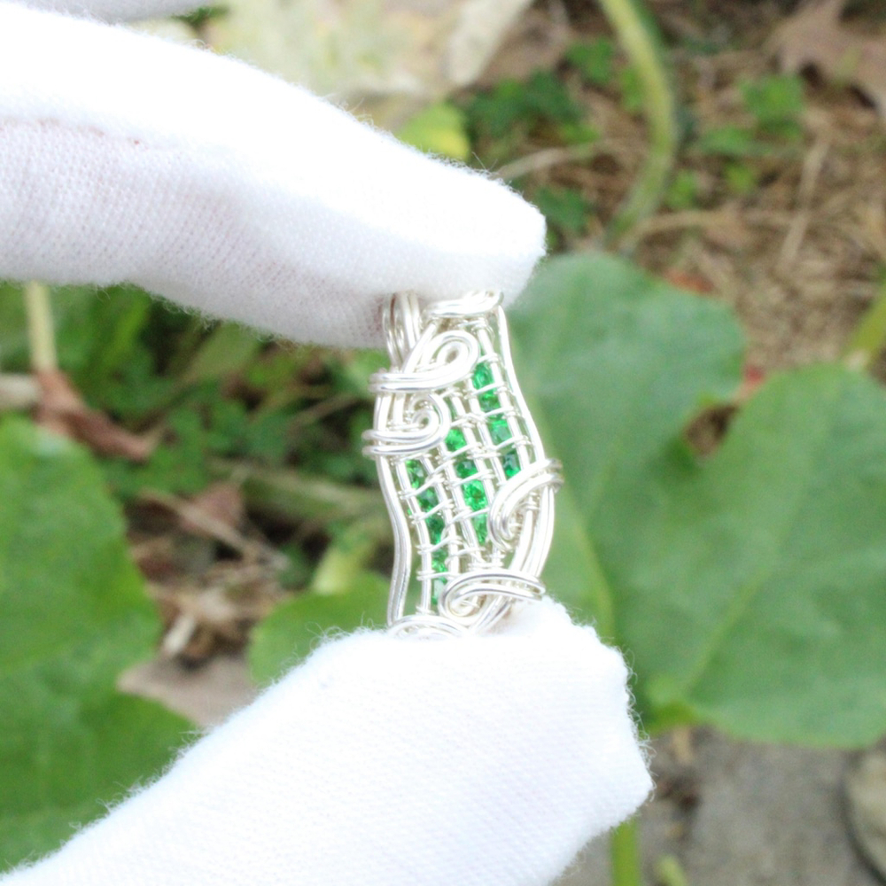 Tsavorite Pendant – Handmade Sterling Silver Wire Wrapped Green Gemstone
